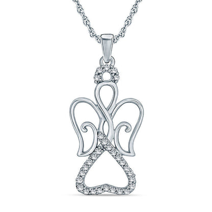 Natural Diamond Accent Angel Pendant in Sterling Silver