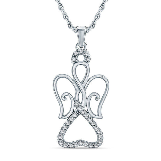 Natural Diamond Accent Angel Pendant in Sterling Silver