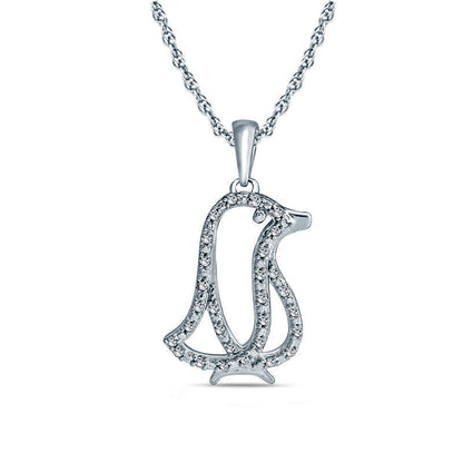 0.1 CT. T.W. Natural Diamond Penguin Pendant in Sterling Silver