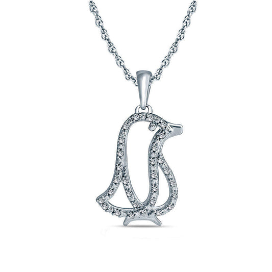 0.1 CT. T.W. Natural Diamond Penguin Pendant in Sterling Silver