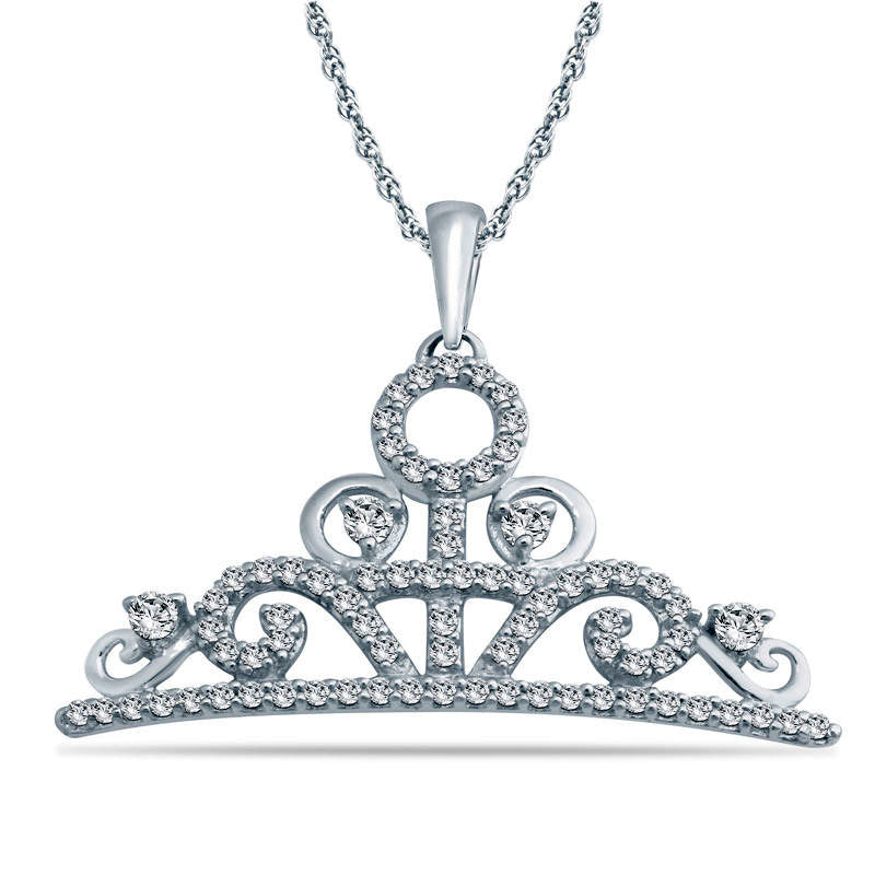 0.33 CT. T.W. Natural Diamond Crown Pendant in Sterling Silver