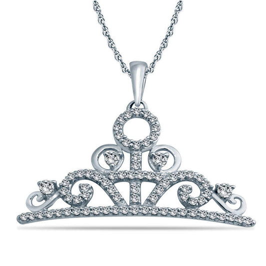 0.33 CT. T.W. Natural Diamond Crown Pendant in Sterling Silver