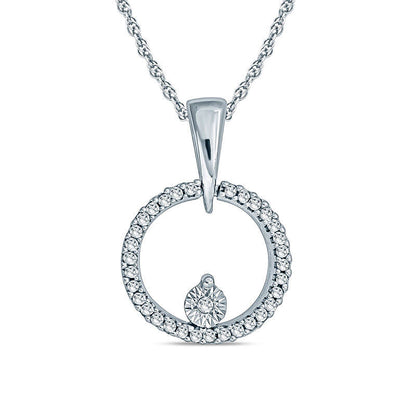 0.1 CT. T.W. Natural Diamond Circle Pendant in Sterling Silver