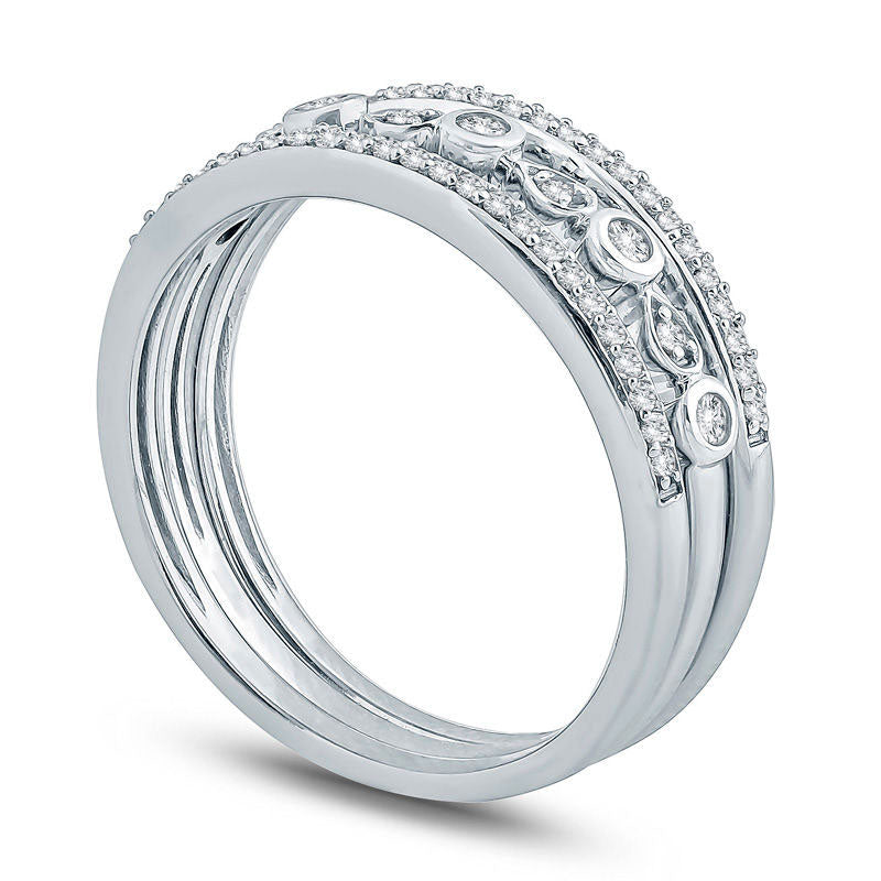 0.25 CT. T.W. Natural Diamond Three Piece Stackable Band Set in Solid 10K White Gold