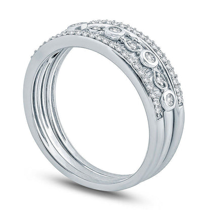 0.25 CT. T.W. Natural Diamond Three Piece Stackable Band Set in Solid 10K White Gold