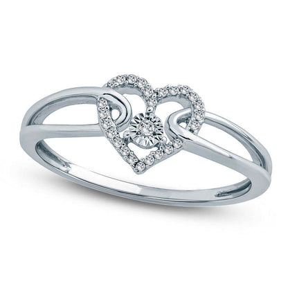 0.05 CT. T.W. Natural Diamond Heart Promise Ring in Sterling Silver