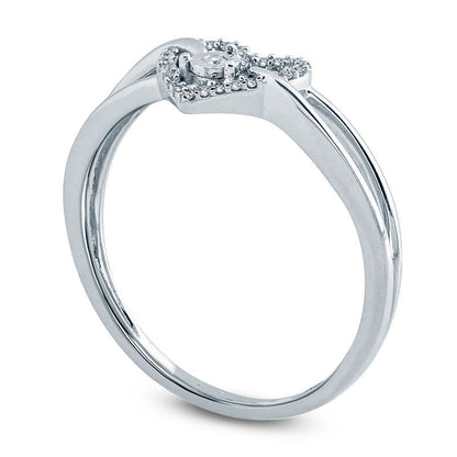 0.05 CT. T.W. Natural Diamond Heart Promise Ring in Sterling Silver