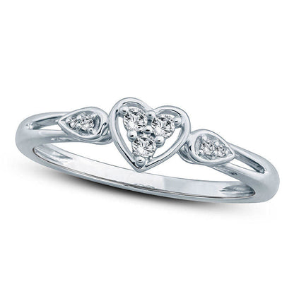 0.10 CT. T.W. Natural Diamond Heart Promise Ring in Solid 10K White Gold