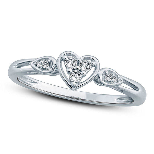 0.10 CT. T.W. Natural Diamond Heart Promise Ring in Solid 10K White Gold
