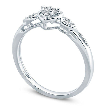 0.10 CT. T.W. Natural Diamond Heart Promise Ring in Solid 10K White Gold