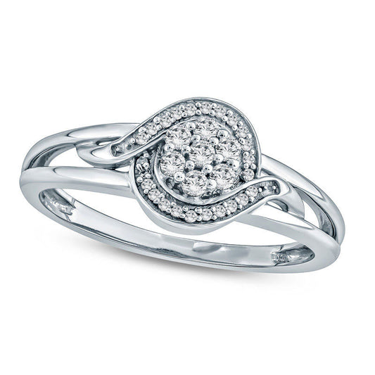 0.17 CT. T.W. Composite Natural Diamond Bypass Frame Promise Ring in Sterling Silver