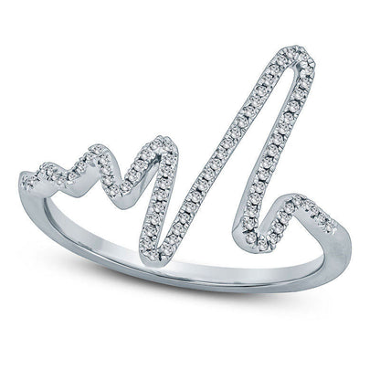 0.10 CT. T.W. Natural Diamond Heartbeat Ring in Sterling Silver