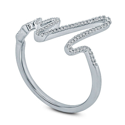 0.10 CT. T.W. Natural Diamond Heartbeat Ring in Sterling Silver