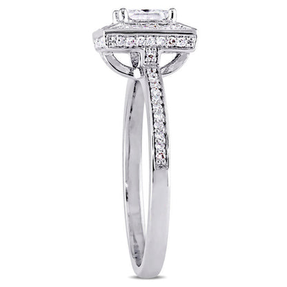 0.75 CT. T.W. Princess-Cut Natural Diamond Frame Engagement Ring in Solid 14K White Gold
