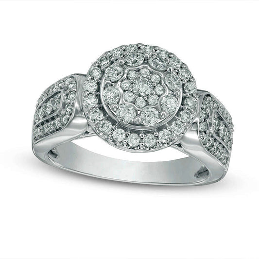 1.0 CT. T.W. Composite Natural Diamond Twist Engagement Ring in Solid 14K White Gold