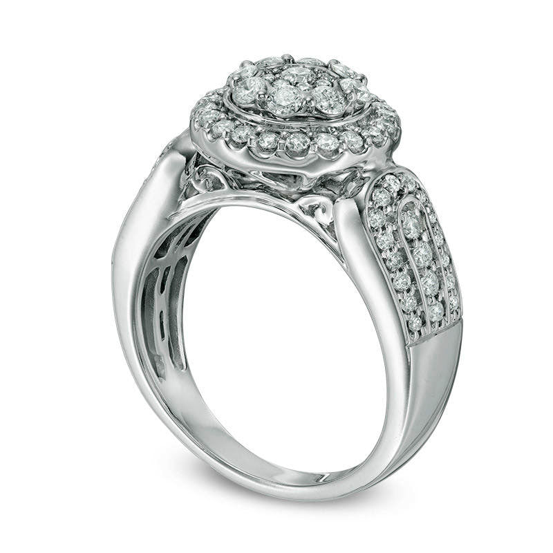 1.0 CT. T.W. Composite Natural Diamond Twist Engagement Ring in Solid 14K White Gold