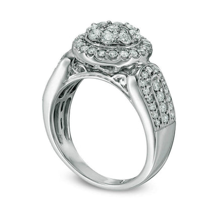 1.0 CT. T.W. Composite Natural Diamond Twist Engagement Ring in Solid 14K White Gold