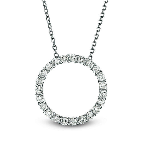 0.5 CT. T.W. Certified Natural Diamond Circle Pendant in 14K White Gold (H/I1)
