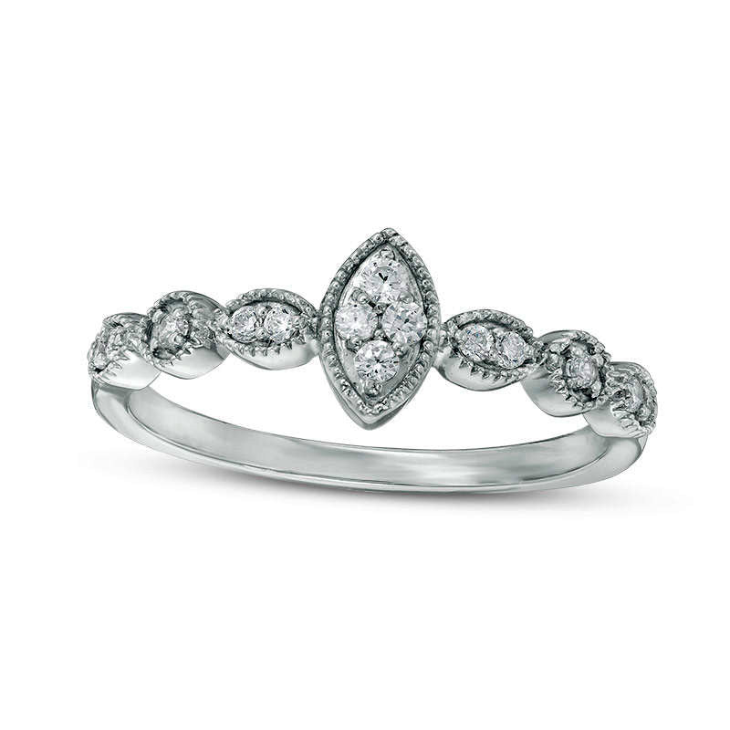 0.17 CT. T.W. Composite Natural Diamond Marquise Promise Ring in Solid 10K White Gold