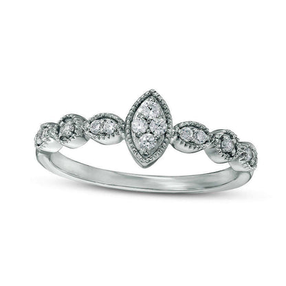 0.17 CT. T.W. Composite Natural Diamond Marquise Promise Ring in Solid 10K White Gold