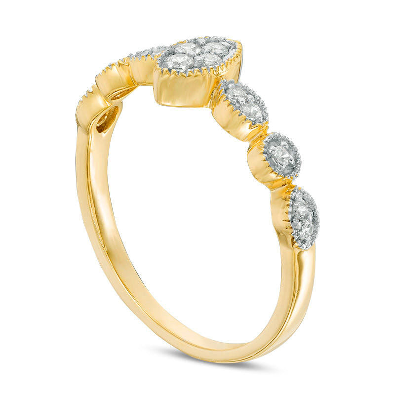 0.17 CT. T.W. Composite Natural Diamond Marquise Promise Ring in Solid 10K Yellow Gold