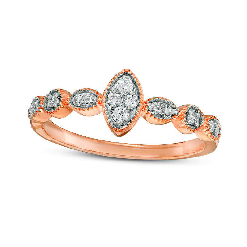 0.17 CT. T.W. Composite Natural Diamond Marquise Promise Ring in Solid 10K Rose Gold