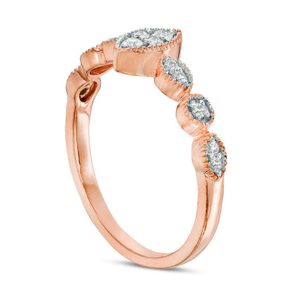 0.17 CT. T.W. Composite Natural Diamond Marquise Promise Ring in Solid 10K Rose Gold