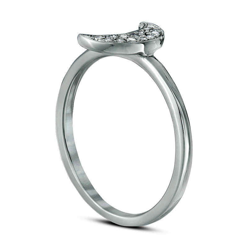 0.10 CT. T.W. Natural Diamond Crescent Moon Ring in Sterling Silver
