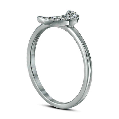 0.10 CT. T.W. Natural Diamond Crescent Moon Ring in Sterling Silver