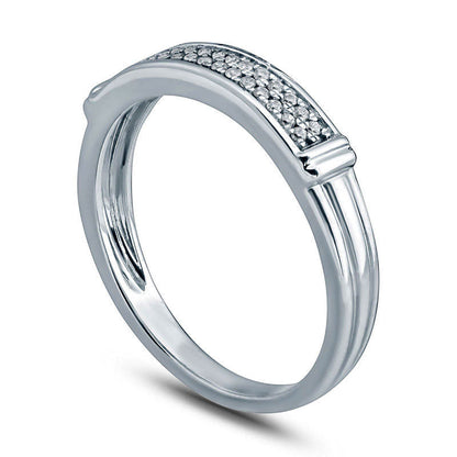 Ladies' 0.10 CT. T.W. Natural Diamond Double Row Collar Wedding Band in Solid 10K White Gold