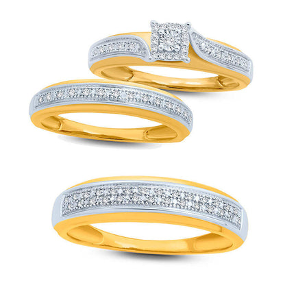 0.05 CT. T.W. Natural Diamond Square Frame Bypass Engagement Ring in Solid 10K Yellow Gold