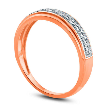 Men's Natural Diamond Accent Double Row Wedding Band in Solid 10K Rose Gold
