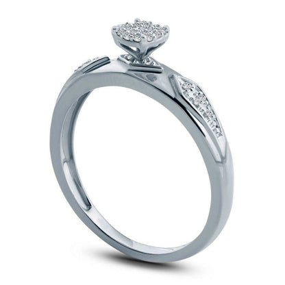 0.07 CT. T.W. Composite Natural Diamond Retro Geometric Engagement Ring in Solid 10K White Gold