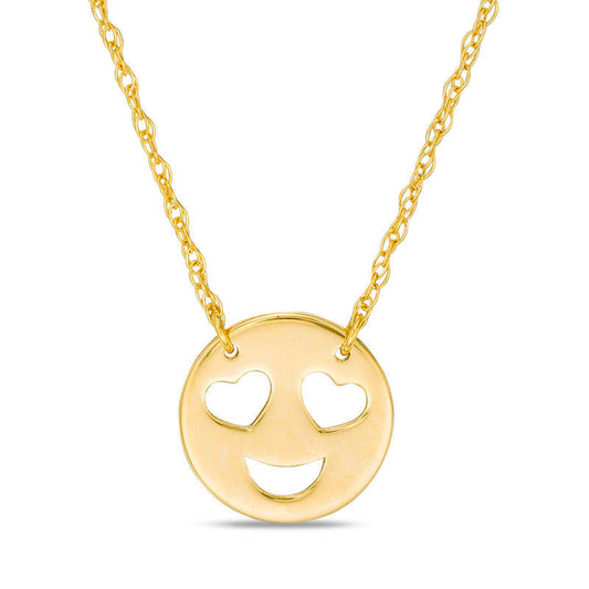 Love" Smiley Face Necklace in 14K Gold"