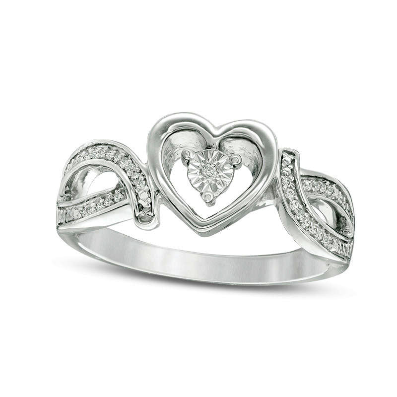 0.05 CT. T.W. Natural Diamond Heart Bypass Promise Ring in Sterling Silver