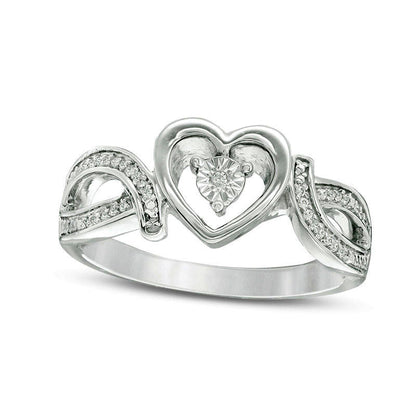 0.05 CT. T.W. Natural Diamond Heart Bypass Promise Ring in Sterling Silver