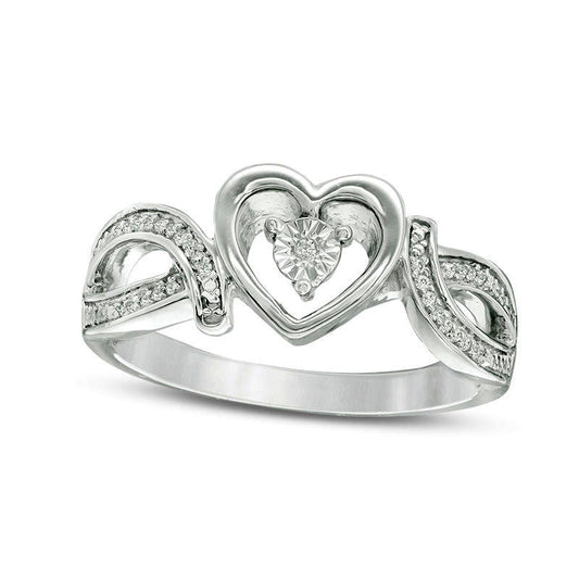 0.05 CT. T.W. Natural Diamond Heart Bypass Promise Ring in Sterling Silver