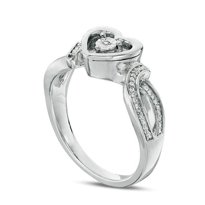 0.05 CT. T.W. Natural Diamond Heart Bypass Promise Ring in Sterling Silver
