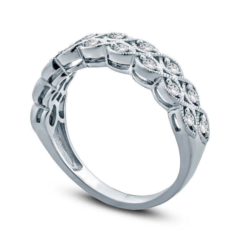 0.33 CT. T.W. Natural Diamond Twist Double Row Antique Vintage-Style Anniversary Band in Sterling Silver