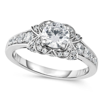 1.25 CT. T.W. Natural Diamond Flower Petals Engagement Ring in Solid 14K White Gold