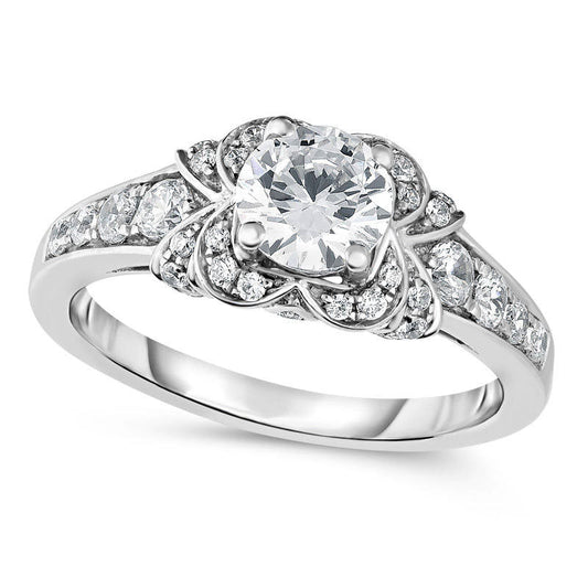 1.25 CT. T.W. Natural Diamond Flower Petals Engagement Ring in Solid 14K White Gold
