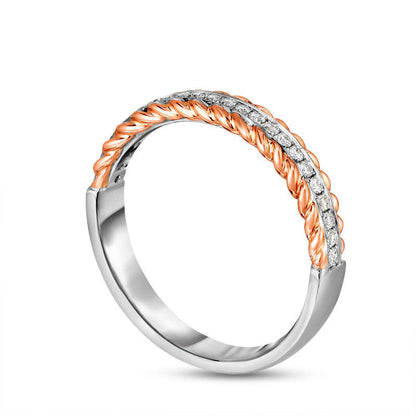 0.20 CT. T.W. Natural Diamond Twist Edge Band in Solid 10K Two-Tone Gold