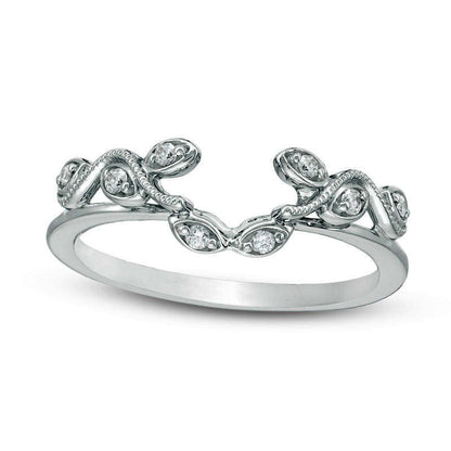 0.10 CT. T.W. Natural Clarity Enhanced Diamond Vine Antique Vintage-Style Solitaire Enhancer in Solid 10K White Gold