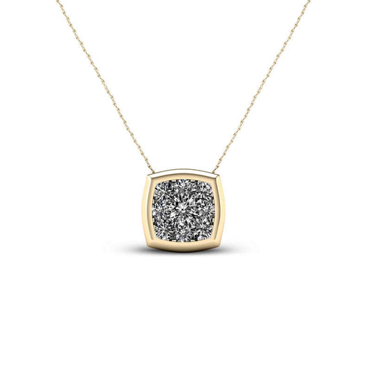 0.33 CT. T.W. Natural Diamond Cushion Frame Pendant in 10K Yellow Gold