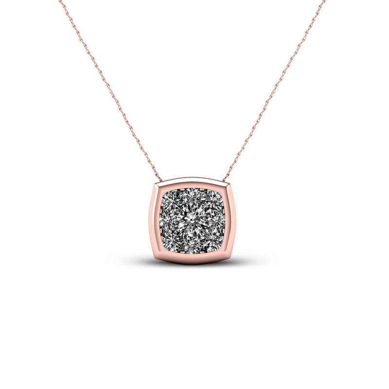 0.33 CT. T.W. Natural Diamond Cushion Frame Pendant in 10K Rose Gold
