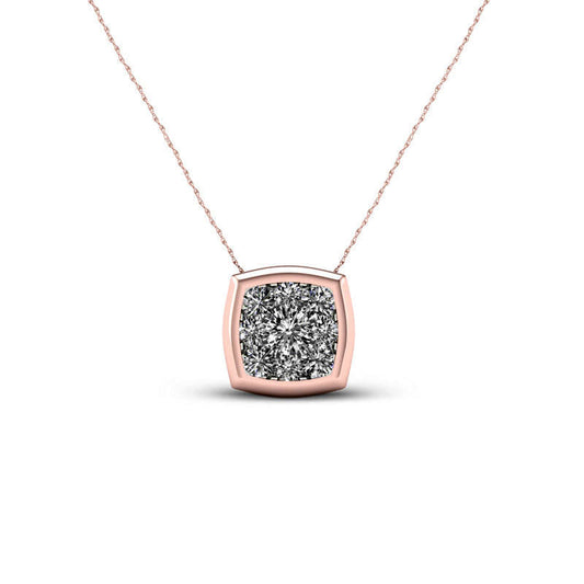 0.33 CT. T.W. Natural Diamond Cushion Frame Pendant in 10K Rose Gold