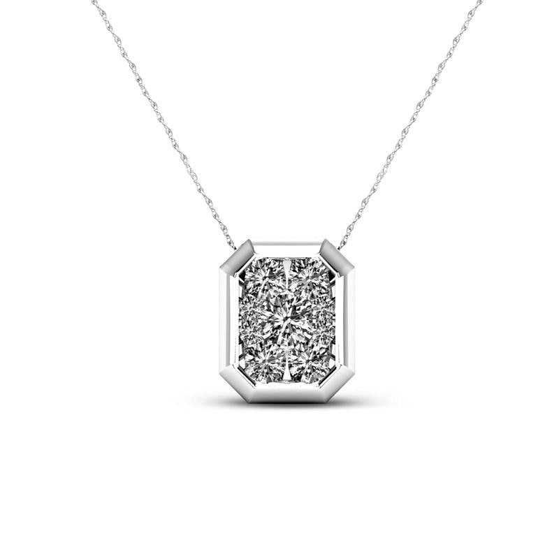 0.33 CT. T.W. Natural Diamond Octagon Frame Pendant in 10K White Gold