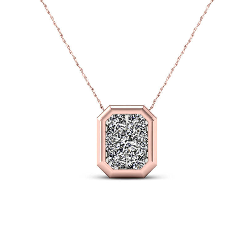 0.33 CT. T.W. Natural Diamond Octagon Frame Pendant in 10K Rose Gold