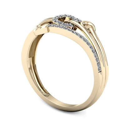 0.13 CT. T.W. Natural Diamond Triple Circle Multi-Row Ring in Solid 10K Yellow Gold