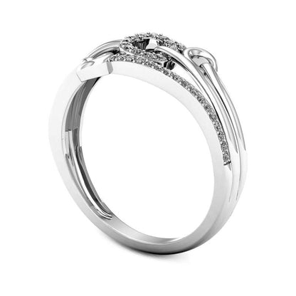 0.13 CT. T.W. Natural Diamond Triple Circle Multi-Row Ring in Solid 10K White Gold